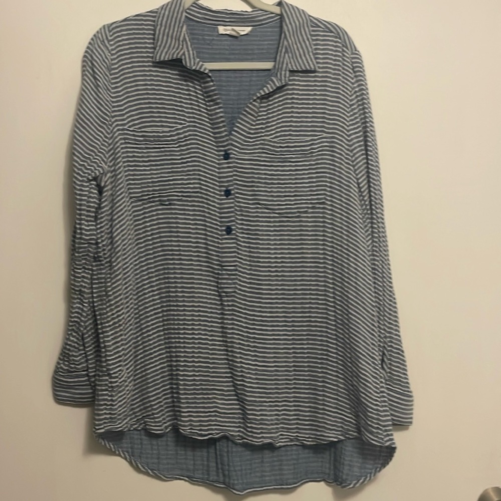 Beachlunchlounge Cotton 3 button Pullover Top